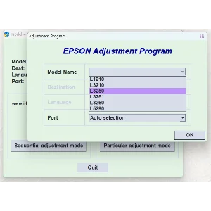Epson AdjustmentL1210 L3210  L3250  L3251  L3260  L5290