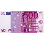 Отсканированные изображения Евро номиналом 5,10,20,50,100,200,500.