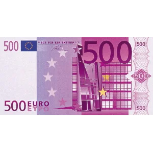 Отсканированные изображения Евро номиналом 5,10,20,50,100,200,500.