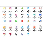 Иконки социальных сетей белые (33 шт)