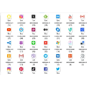 Иконки социальных сетей белые (33 шт)