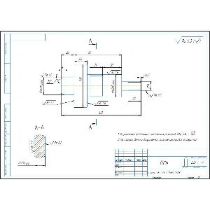 Чертеж детали ось в компасе