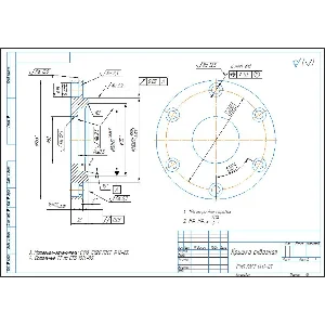 Чертеж крышки подшипника сквозной в компасе