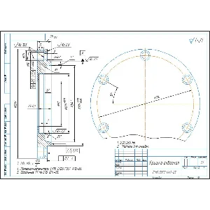 Чертеж детали крышка сквозная подшипника в компасе