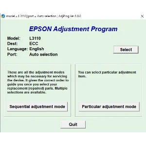 Сброс Epson L3100 Adjustment Program