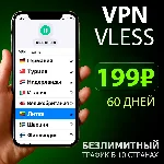 VLESS VPN на 60 дней | 5 устройств | 10 стран | Безлими