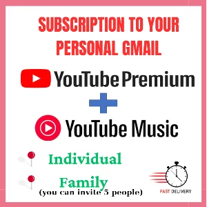 YouTube Premium и Music на 1 месяц для вашего gmail