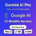 Google Gemini AI Pro + One + 6 месяцев Veo 3 + 2TB Инст