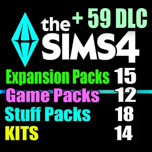 SIMS 4 + 59 DLC (15 допов・12 наборов・18 кат.・14 компл.)