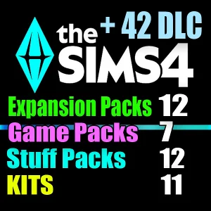 SIMS 4 + 42 DLC (12 допов・7 наборов・12 кат.・11 компл.)