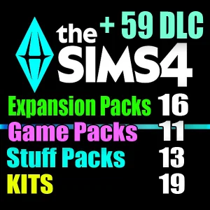 SIMS 4 + 59 DLC (16 допов・11 наборов・13 кат.・19 компл.)