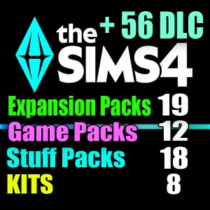 SIMS 4 + 56 DLC (19 допов・12 наборов・18 кат.・8 компл.)