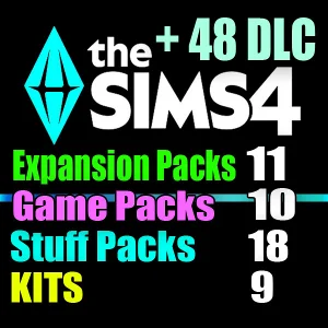 SIMS 4 + 48 DLC (11 допов・10 наборов・18 кат.・9 компл.)