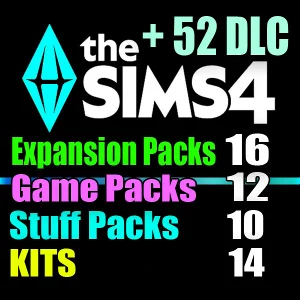 SIMS 4 + 52 DLC (16 допов・12 наборов・10 кат.・14 компл.)