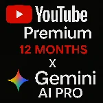 YOUTUBE PREMIUM 12 МЕСЯЦЕВ ИНДИВИДУАЛЬНАЯ (+GEMINI PRO)