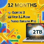 Gemini 3 + Veo 3.1 + Flow + Nano Banana Pro 12 месяцев