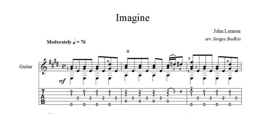 Imagine (John Lennon) ноты для гитары