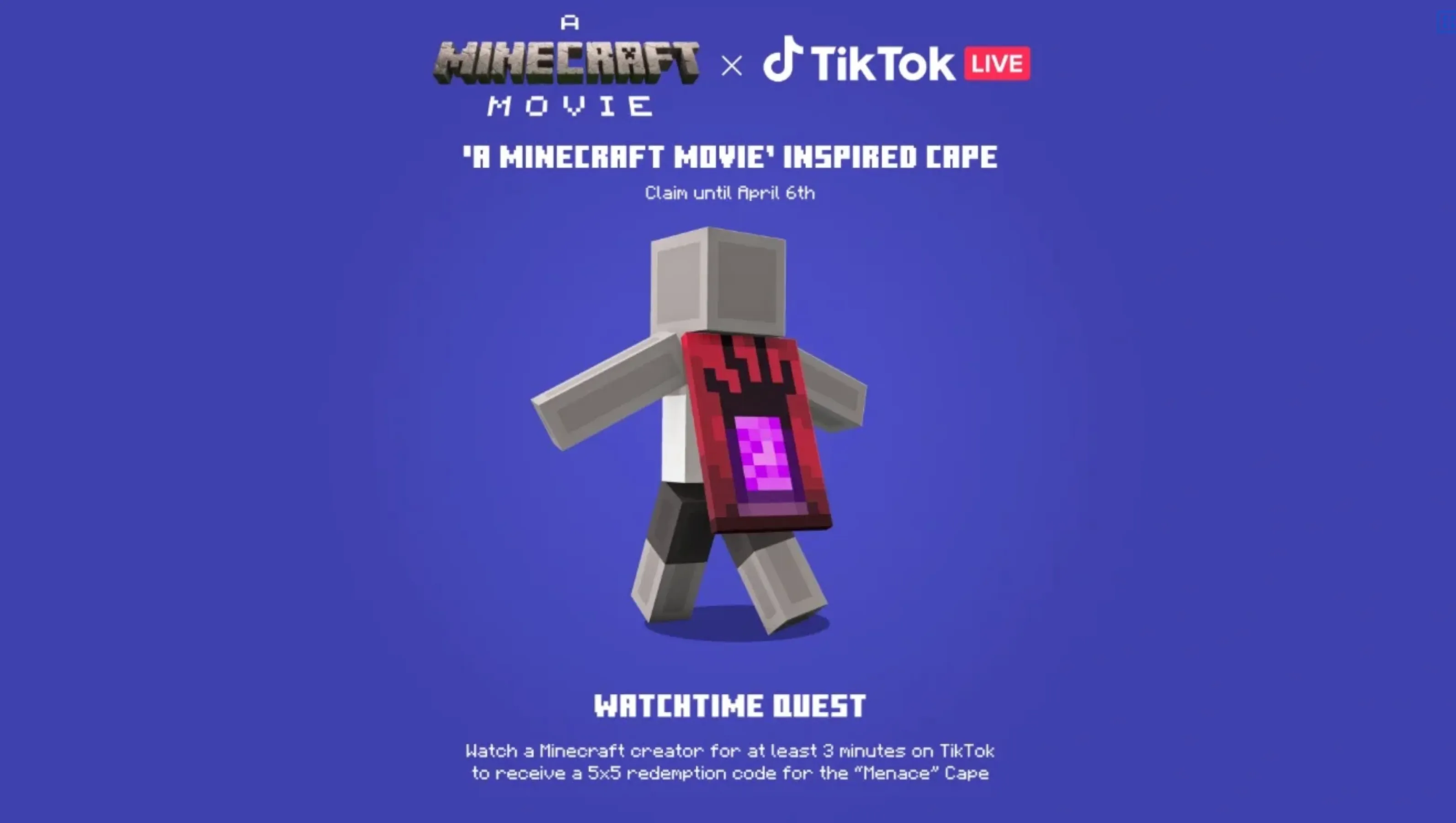 Minecraft TIKTOK Menace Cape JAVA & Bedrock