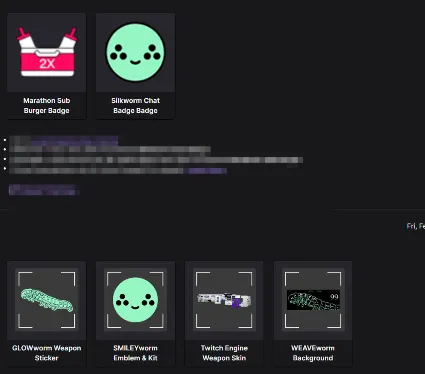 Марафон 6 предметов Twitch Engine Оружие скины значки для чата Слэм сервера