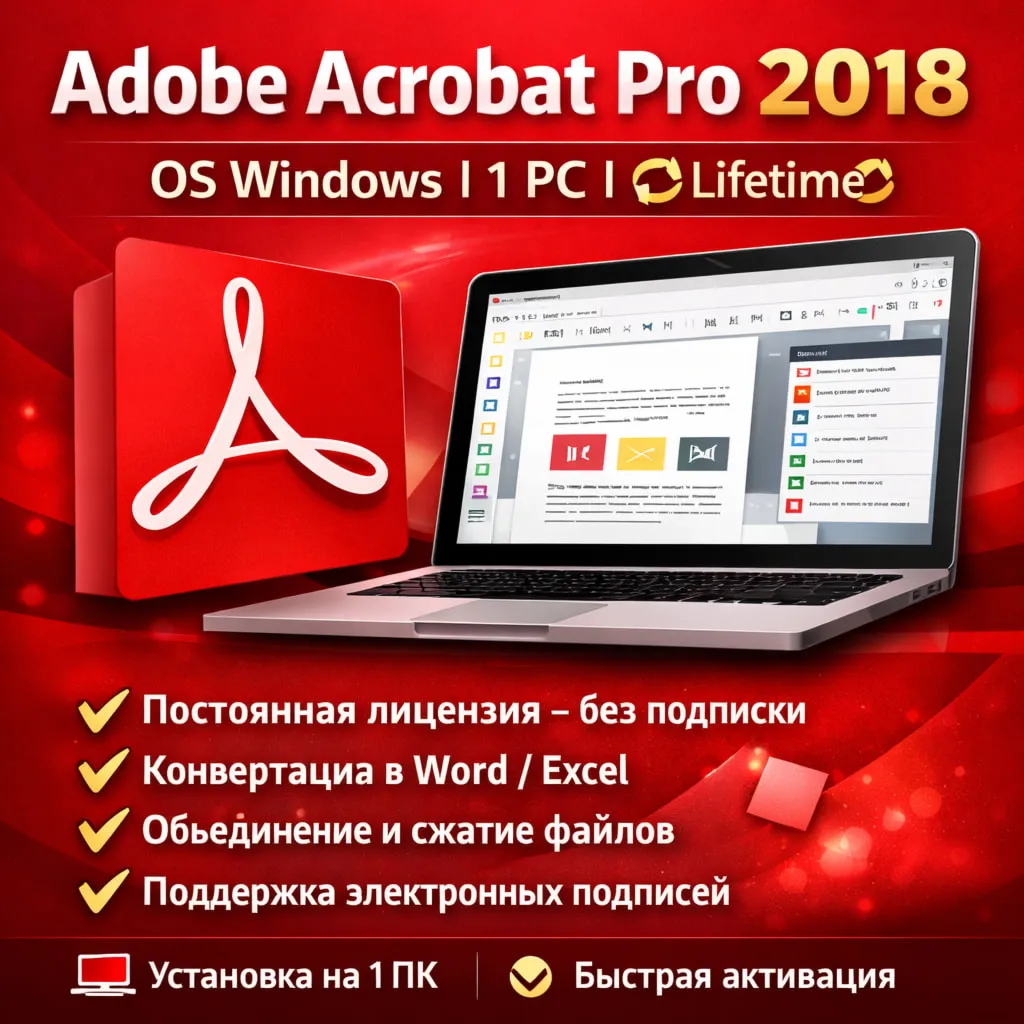 Adobe Acrobat Pro 2018 ОС Windows 1 PC 🔄Lifetime🔄