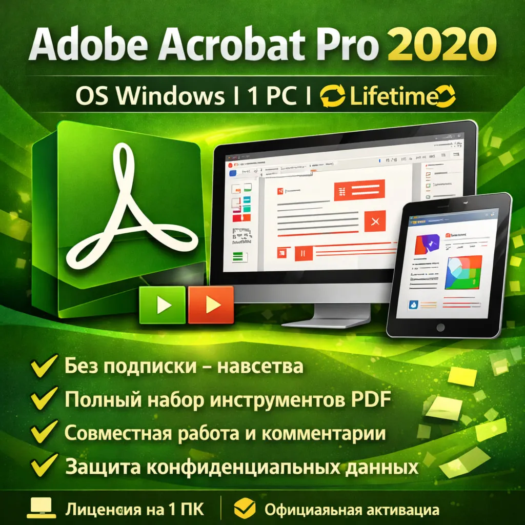 Adobe Acrobat 2020 ОС Windows 1 PC 🔄Lifetime🔄