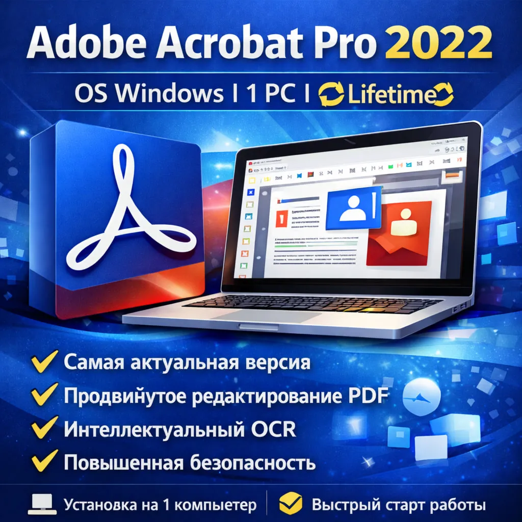 Adobe Acrobat Pro DC 2022 ОС Windows 1 PC 🔄Lifetime🔄