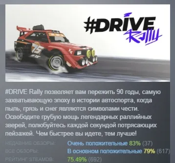 DRIVE Rally АВТОДОСТАВКА STEAM РОССИЯ