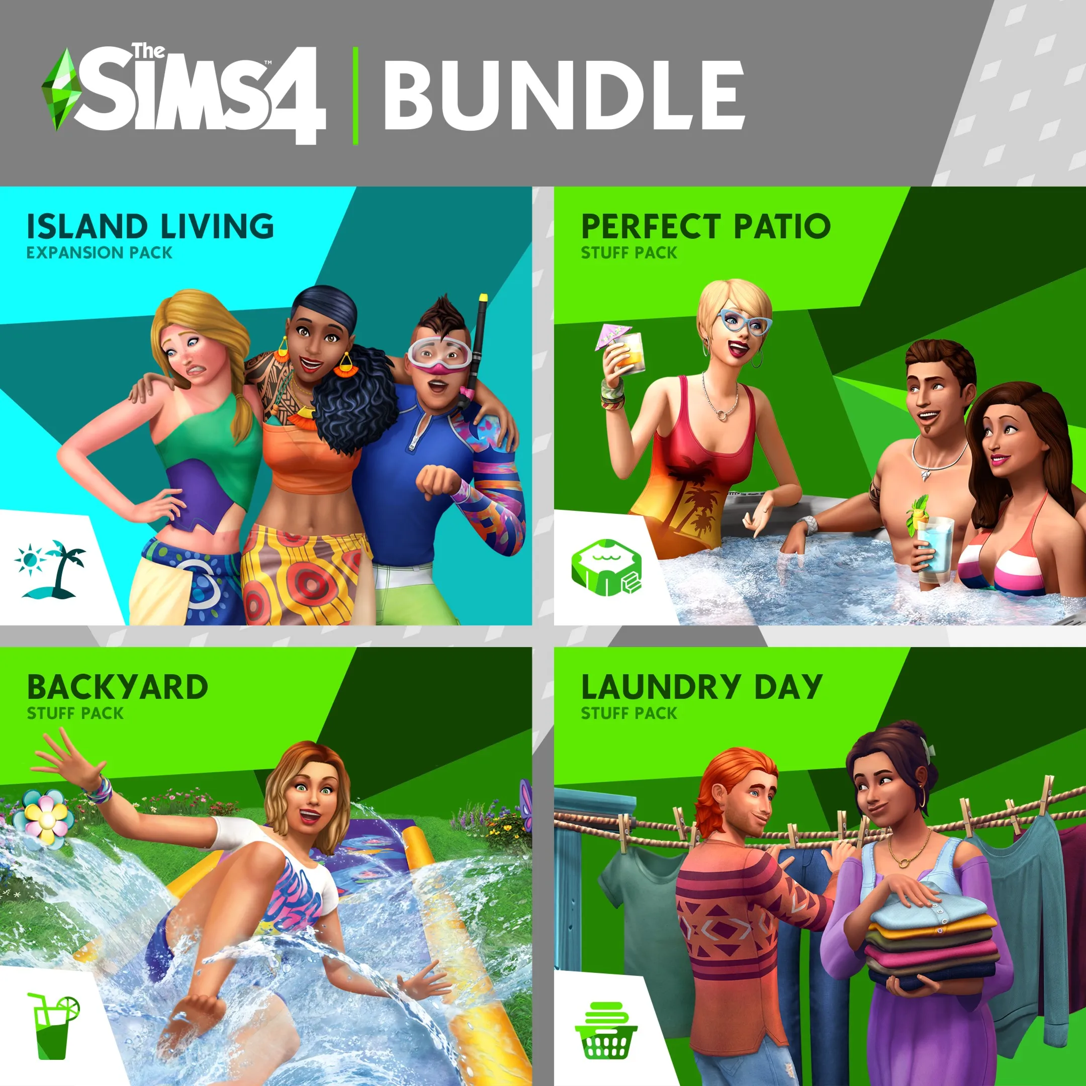 The Sims™ 4 Fun Outside Bundle – Island Living, Perfect Patio Stuff, Backyard Stuff,
