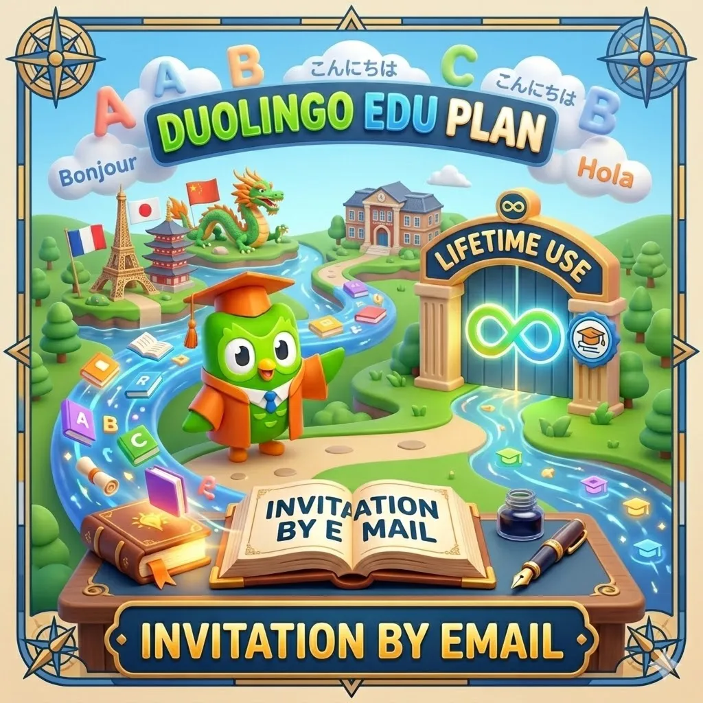 Duolingo EDU Plan | Lifetime Use | Invitation by Email