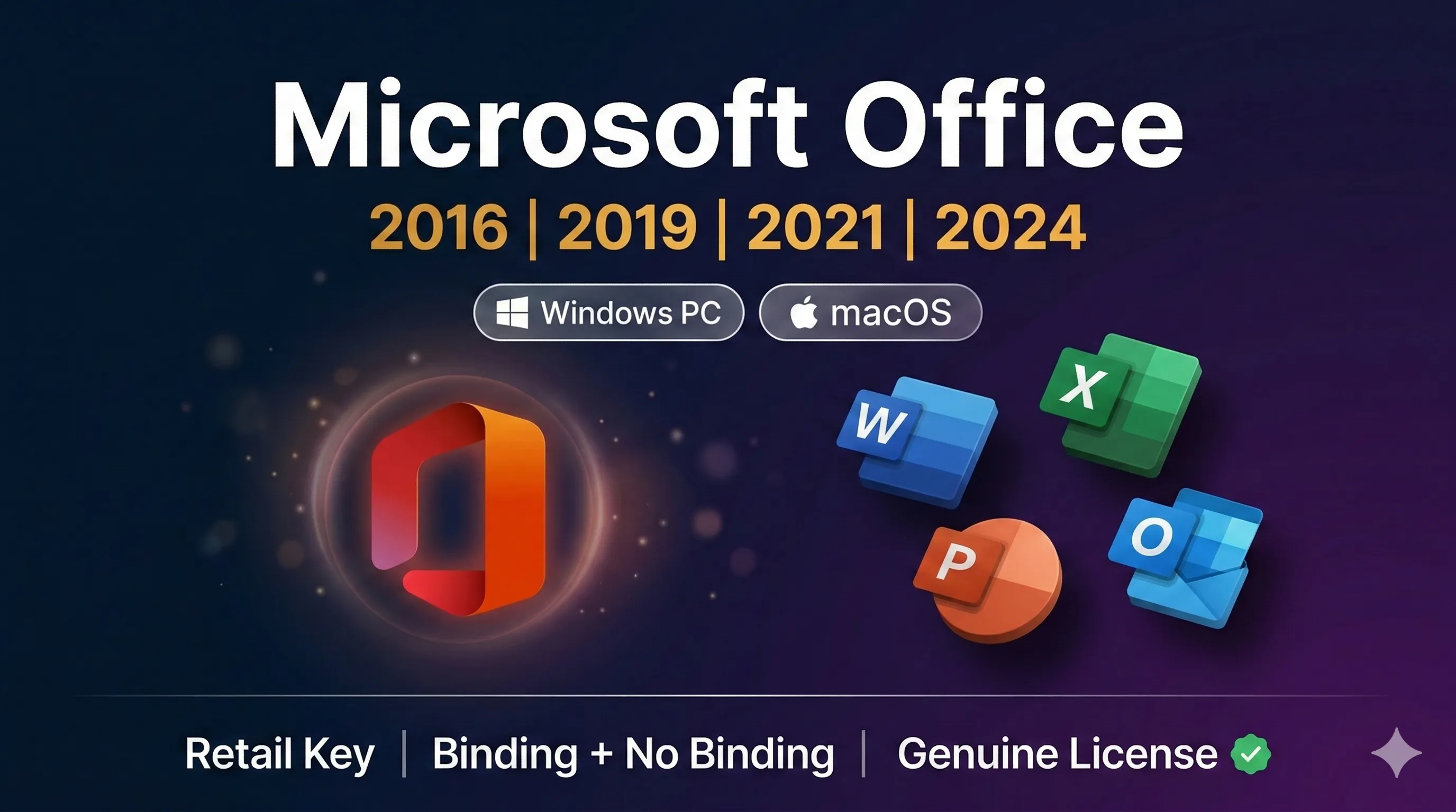 Ключ Office 2016 2019 2021 2024 Win MacOS Retail Bind