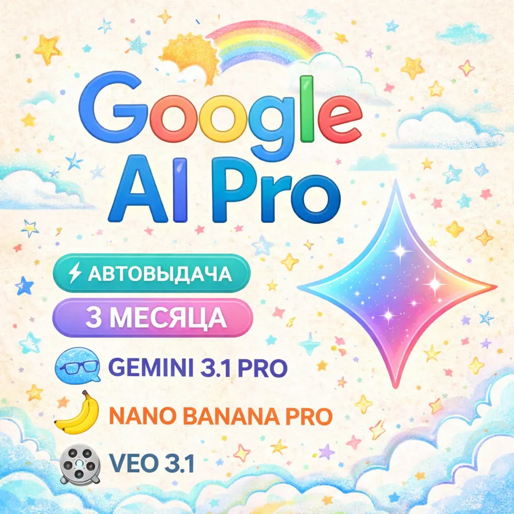 Google AI Pro 3 месяца | Gemini 3.1, Nano Banana Pro, Veo 3.1, 2 ТБ