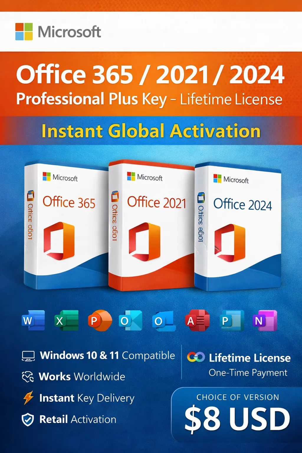 Microsoft Office 365 / 2021 / 2024 Key – Лицензия – Мгновенная доставка