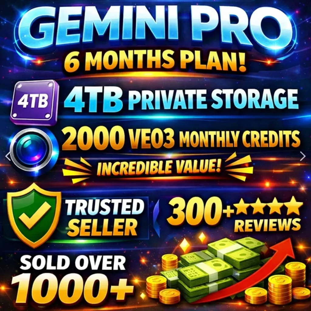 Gemini Pro 2000/Veo 3 кредита в месяц 👉4 ТБ 6 месяцев