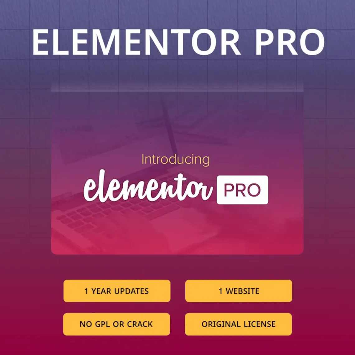 Официальная лицензия плагина Elementor Pro на 1 год