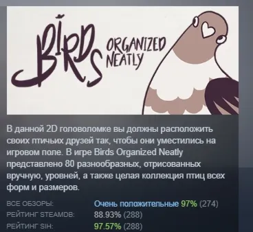 Birds Organized Neatly АВТОДОСТАВКА STEAM РОССИЯ
