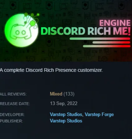 STEAM KEY - Discord Rich Me! Engine - [РФ + REGION FREE/GLOBAL] - Автодоставка