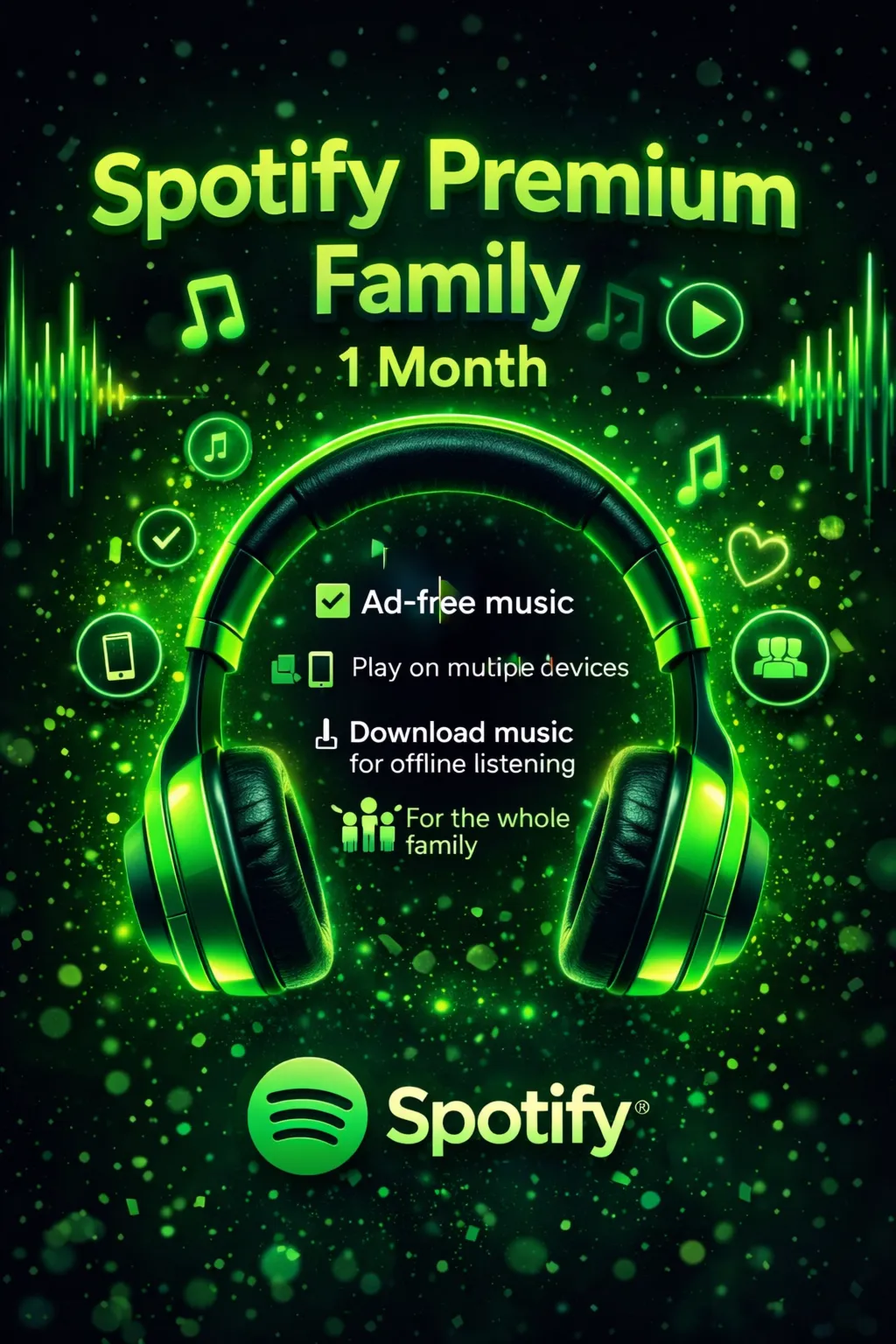 Spotify Premium Family 1 месяц OFFICIEL До 6 учетных записей в Premium