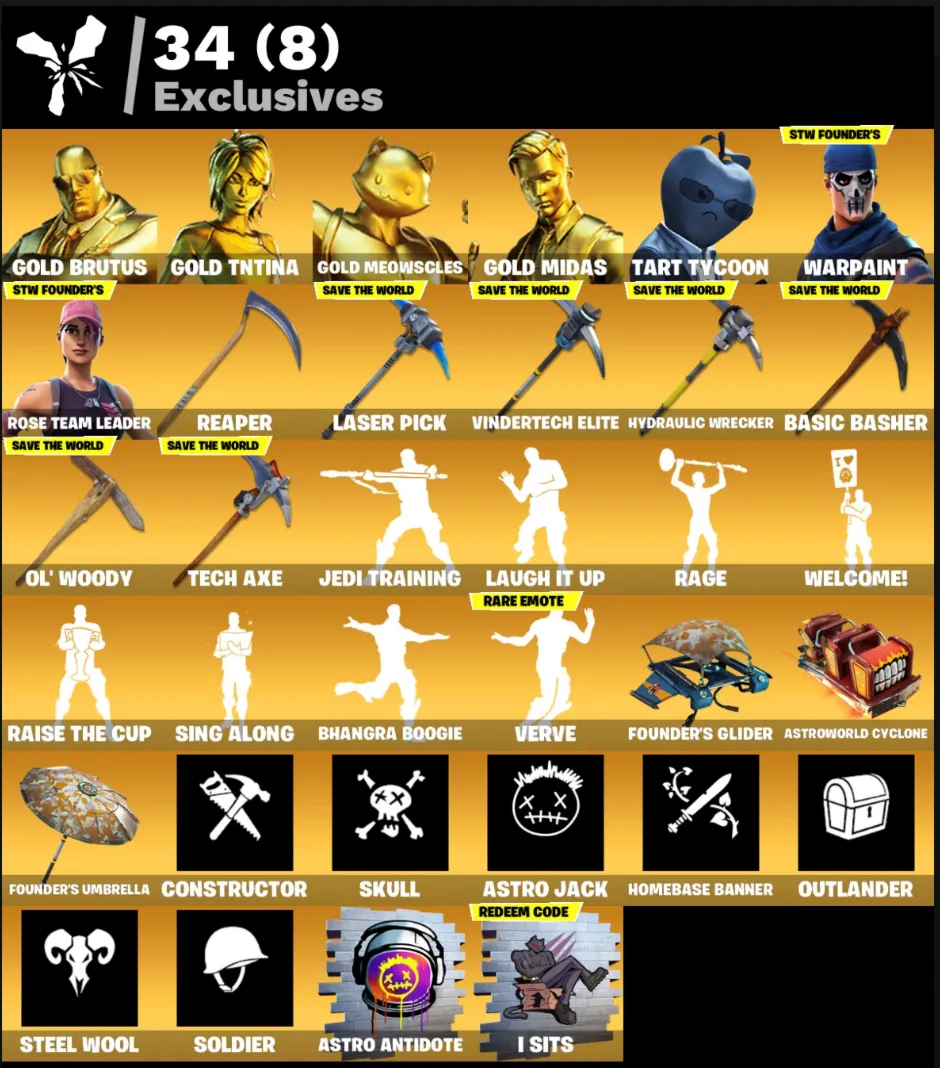 FN OG STW Deluxe Edition (ВСЕ ПЛАТФОРМЫ) | 107 скинов (21 платный) | Полный доступ