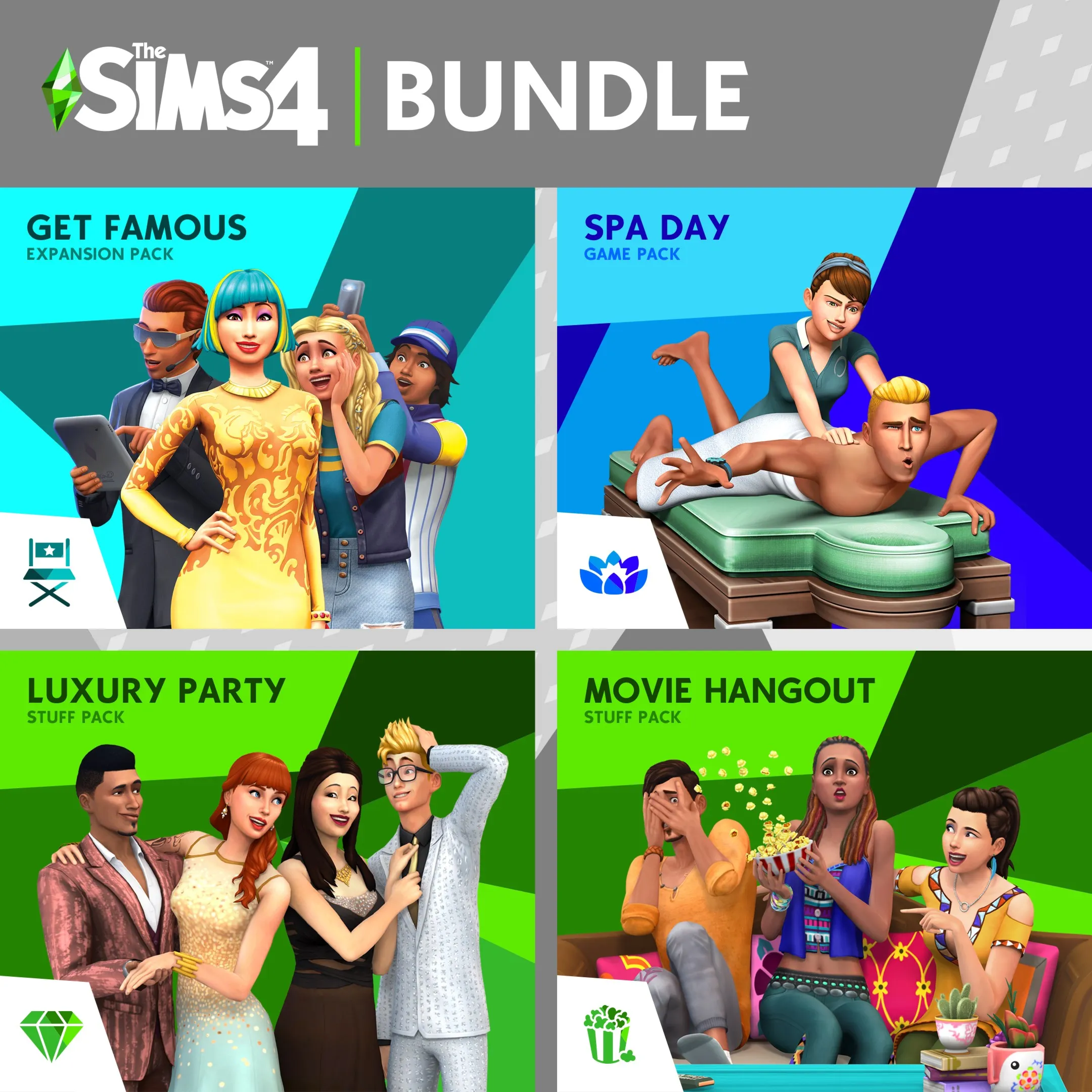 The Sims™ 4 Live Lavishly Bundle - Get Famous, Spa Day, Luxury Party Stuff, Movie Han