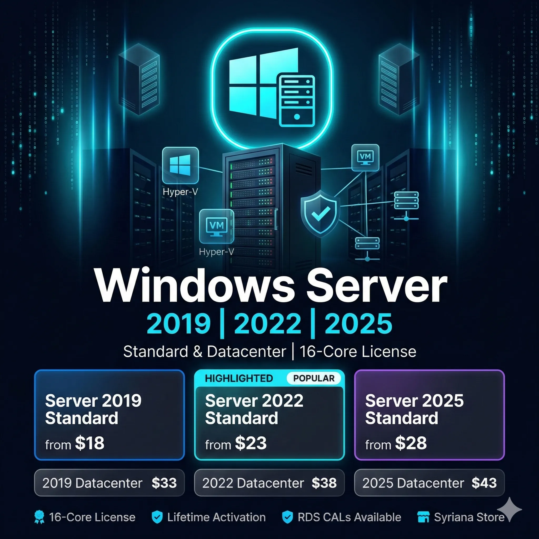 Ключ Windows Server 2019 2022 2025 Standard Datacenter
