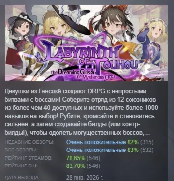 Labyrinth of Touhou Tri -The Dreaming Girls & The Mysterious Orbs- АВТО STEAM РОССИЯ