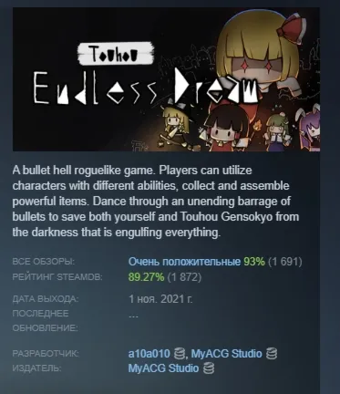 东方夜光幻梦~Touhou Endless Dream АВТОДОСТАВКА STEAM РОССИЯ