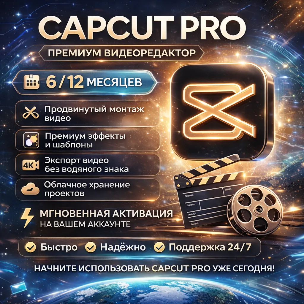 CapCut PRO 6/12 месяцев индивидуальный с указанием ваше
