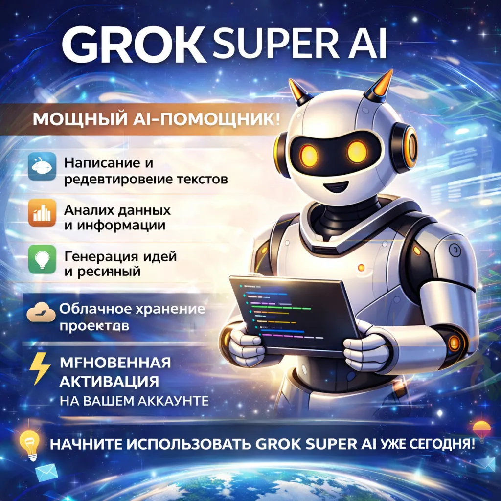 Grok AI | xAI SuperGrok 4 Подписка 7days/ 1 месяц