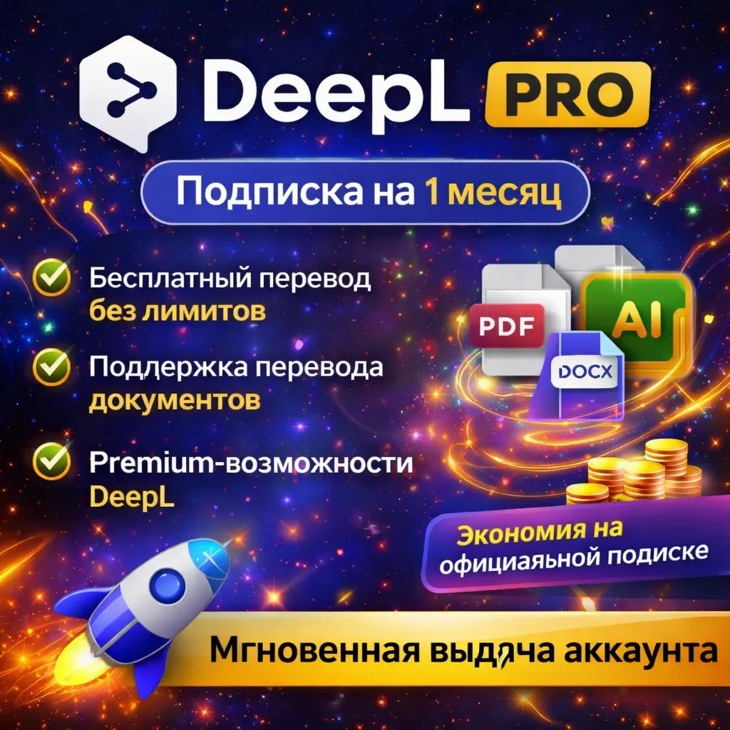 Deepl PRO  | Подписка на 1 месяц | Моментально | Аккаунт