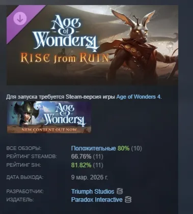 Age of Wonders 4: Rise from Ruin DLC АВТОДОСТАВКА STEAM РОССИЯ