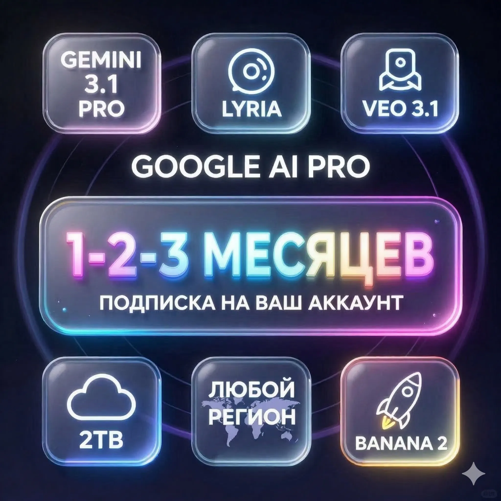 Без слета Google AI Pro 1-2-3 месяца | Gemini 3.1, Nano Banana Pro, Antigravity