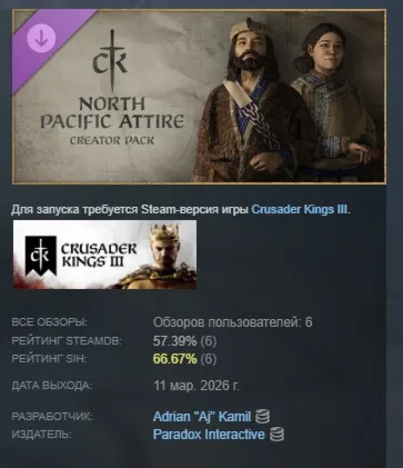 Crusader Kings III Creator Pack: North Pacific Attire DLC АВТОДОСТАВКА STEAM РОССИЯ