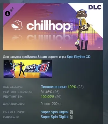 Spin Rhythm XD - Chillhop DLC АВТОДОСТАВКА STEAM GIFT РОССИЯ