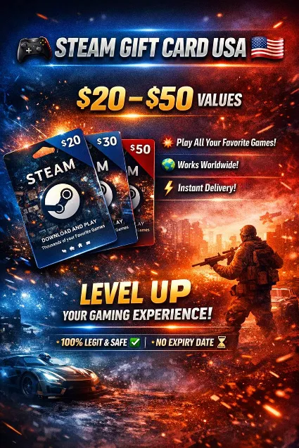 🎮 Steam Gift Card USA 🇺🇸 | $20–$50 | ⚡ Быстрая доставка | 🎯 Игры без границ